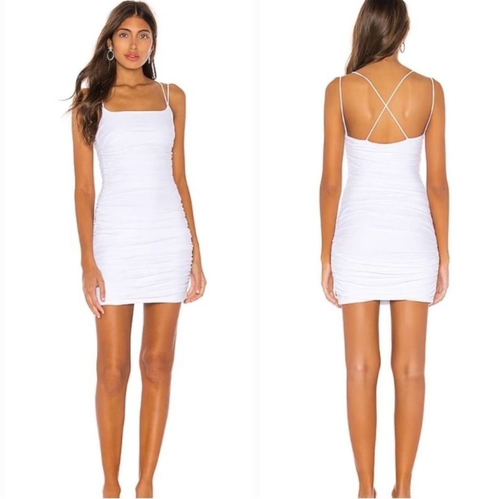 superdown Lisa Ruched Mini Dress in White Size Medium